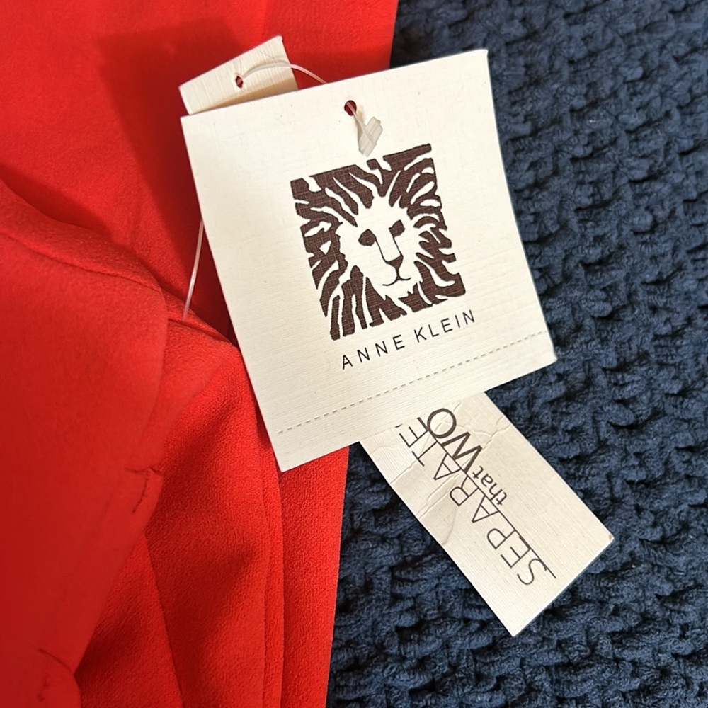 NWT Anne Klein red Poppy Slim Leg Pants - Picture 9 of 11